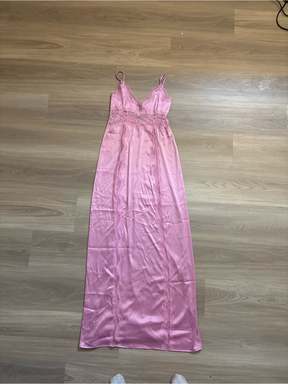 Victoria's Secret Pink Lace-Trim Maxi Slip Dress